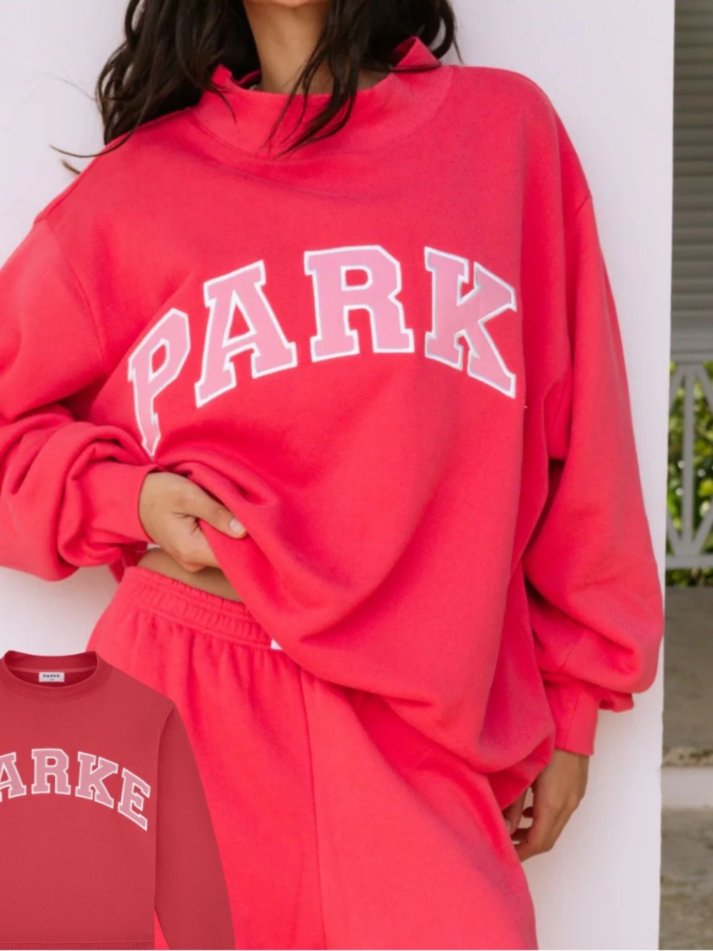 PARKe Coral-Pink 'PARKE color flamingo size small Logo Oversized Sweatshirt